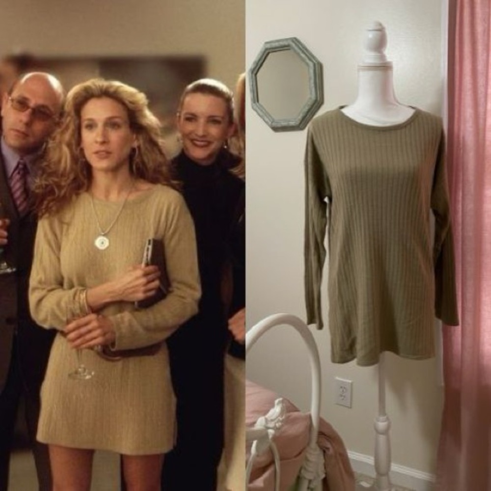 Express tricot Beige Ribbed Knit Sweater
